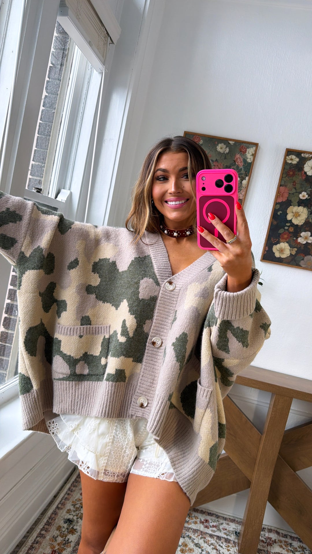 Camo Chill Cardigan, Taupe