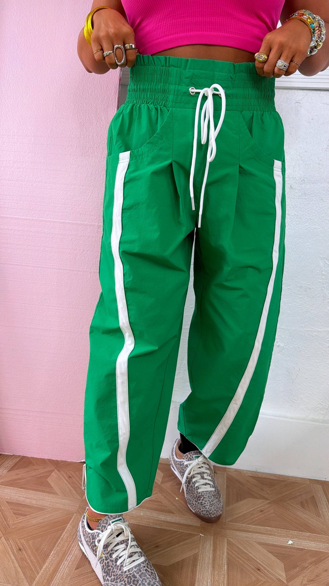 WindBreaker Contrasted Pant, Green/White