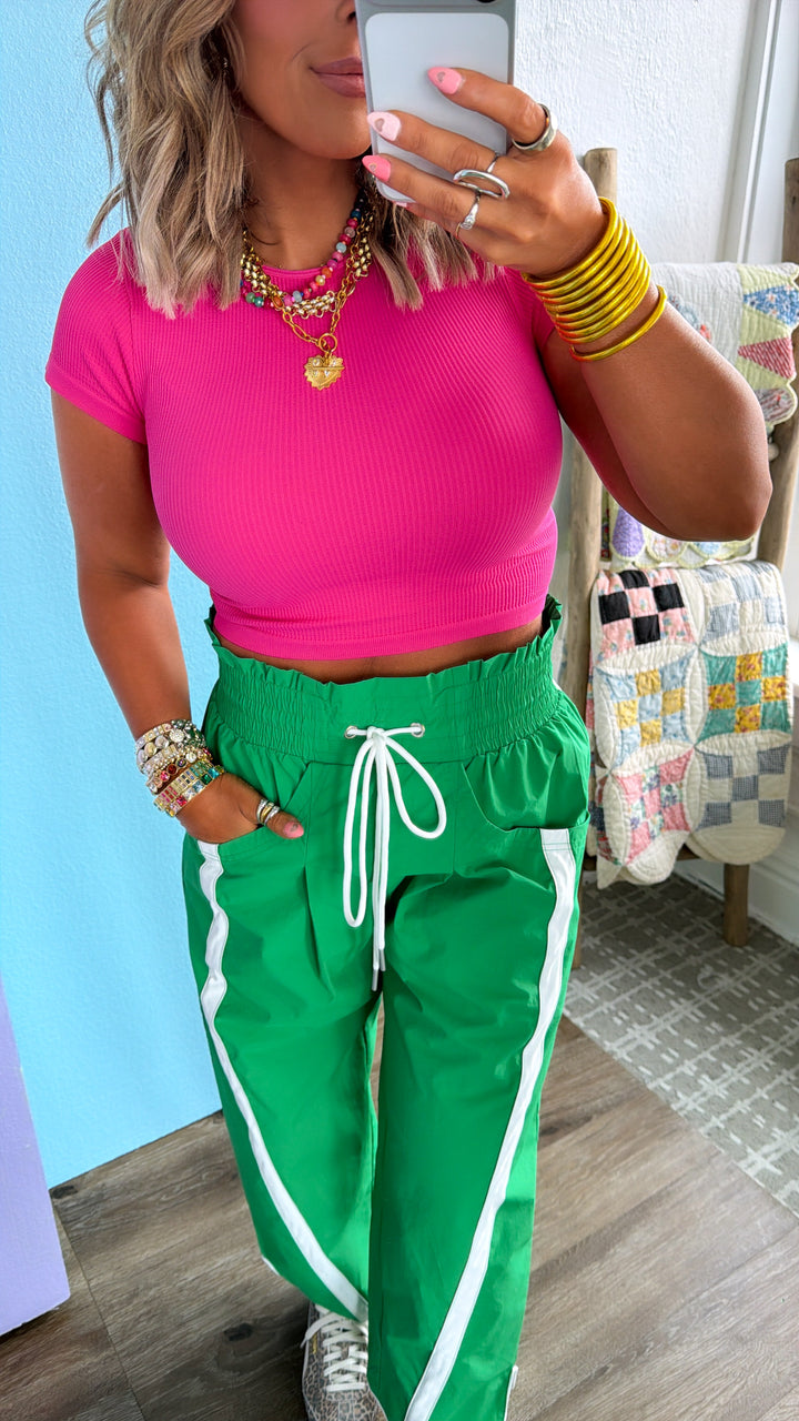 Ribbed Cropped Baby Tee, Aloha Pink