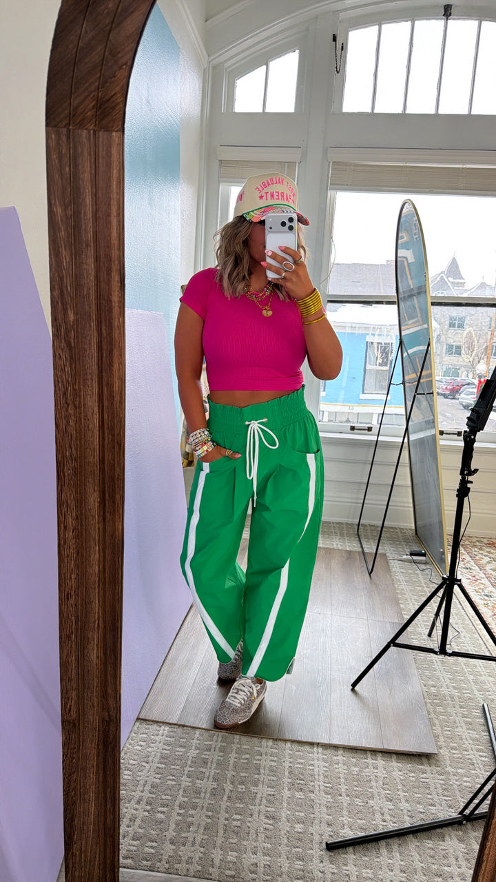 WindBreaker Contrasted Pant, Green/White