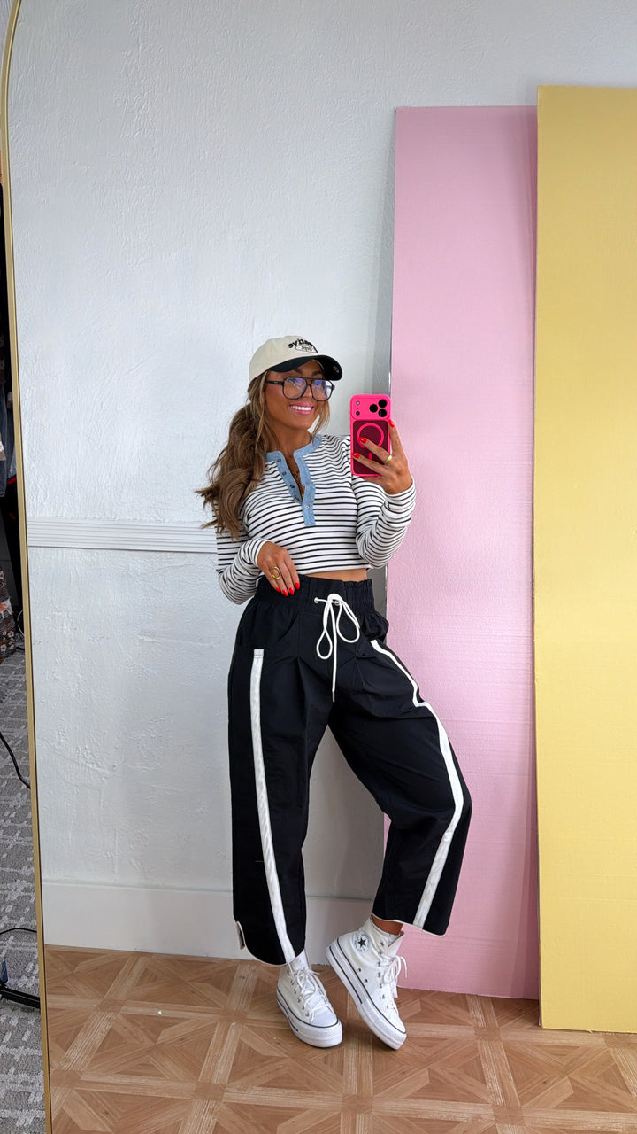 WindBreaker Contrasted Pant, Black/White