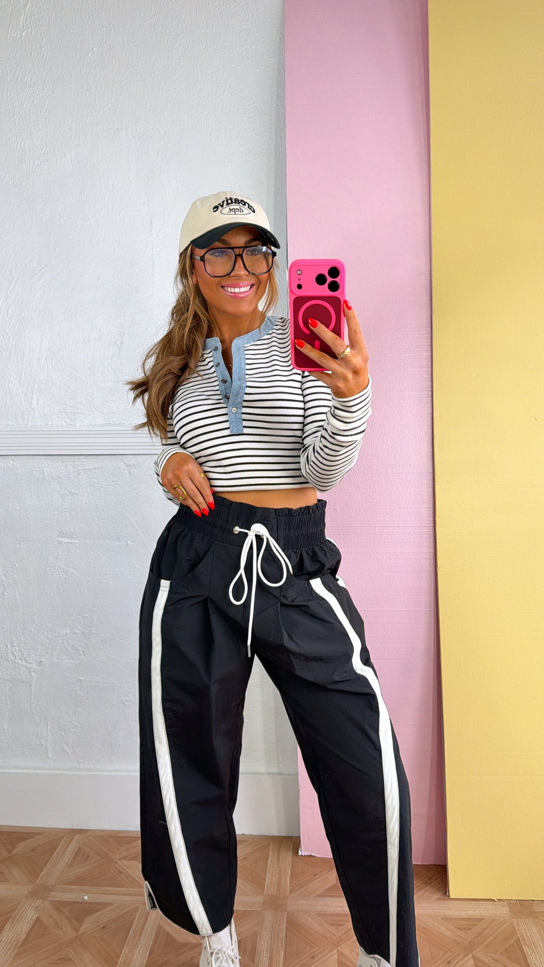 WindBreaker Contrasted Pant, Black/White