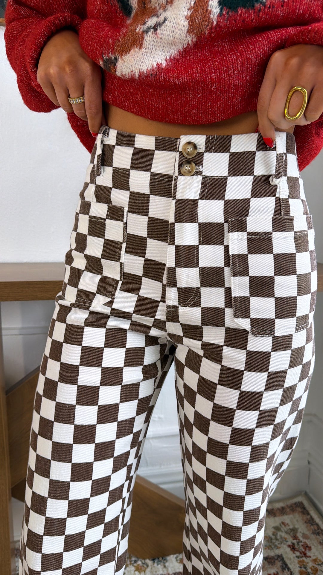Finish Line Checkered Pant, Brown