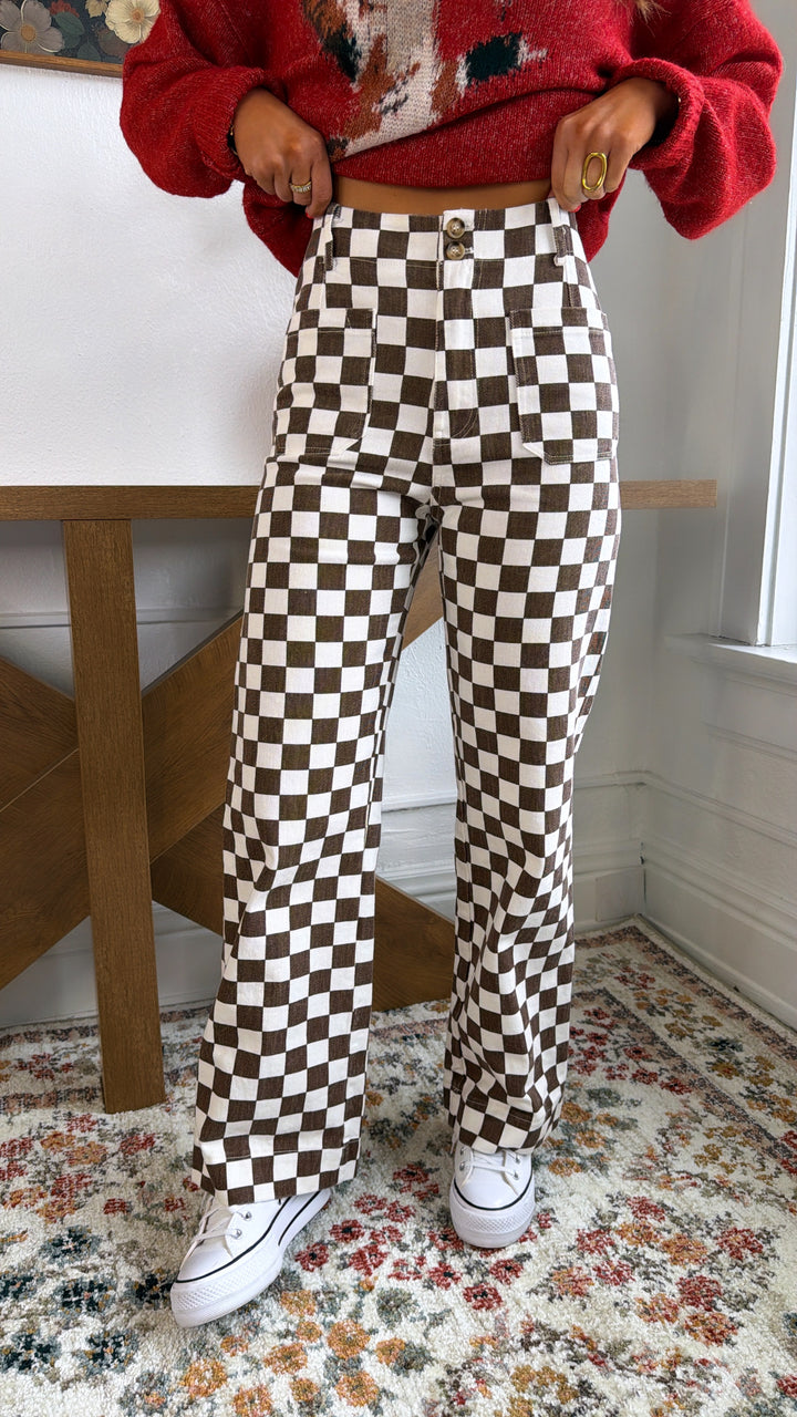 Finish Line Checkered Pant, Brown