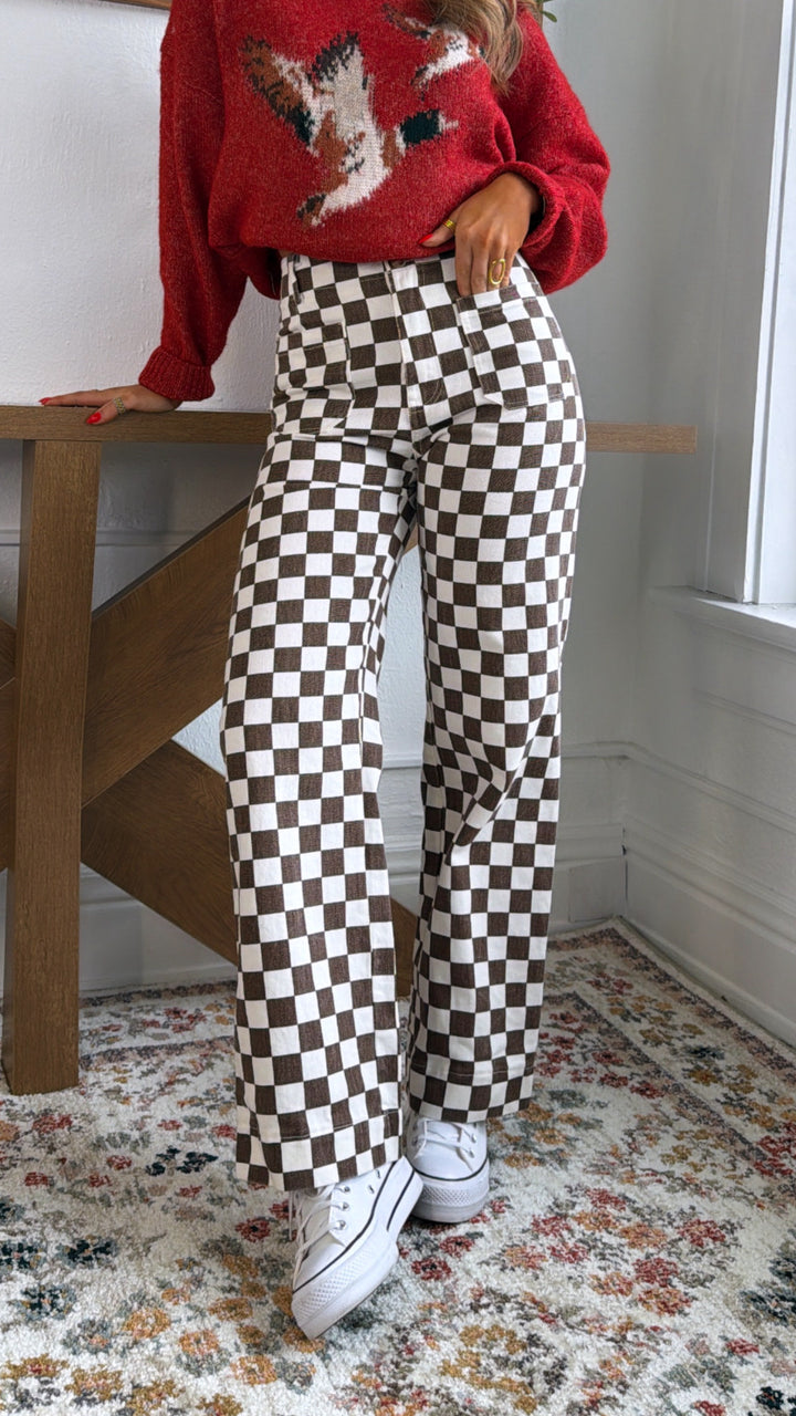 Finish Line Checkered Pant, Brown