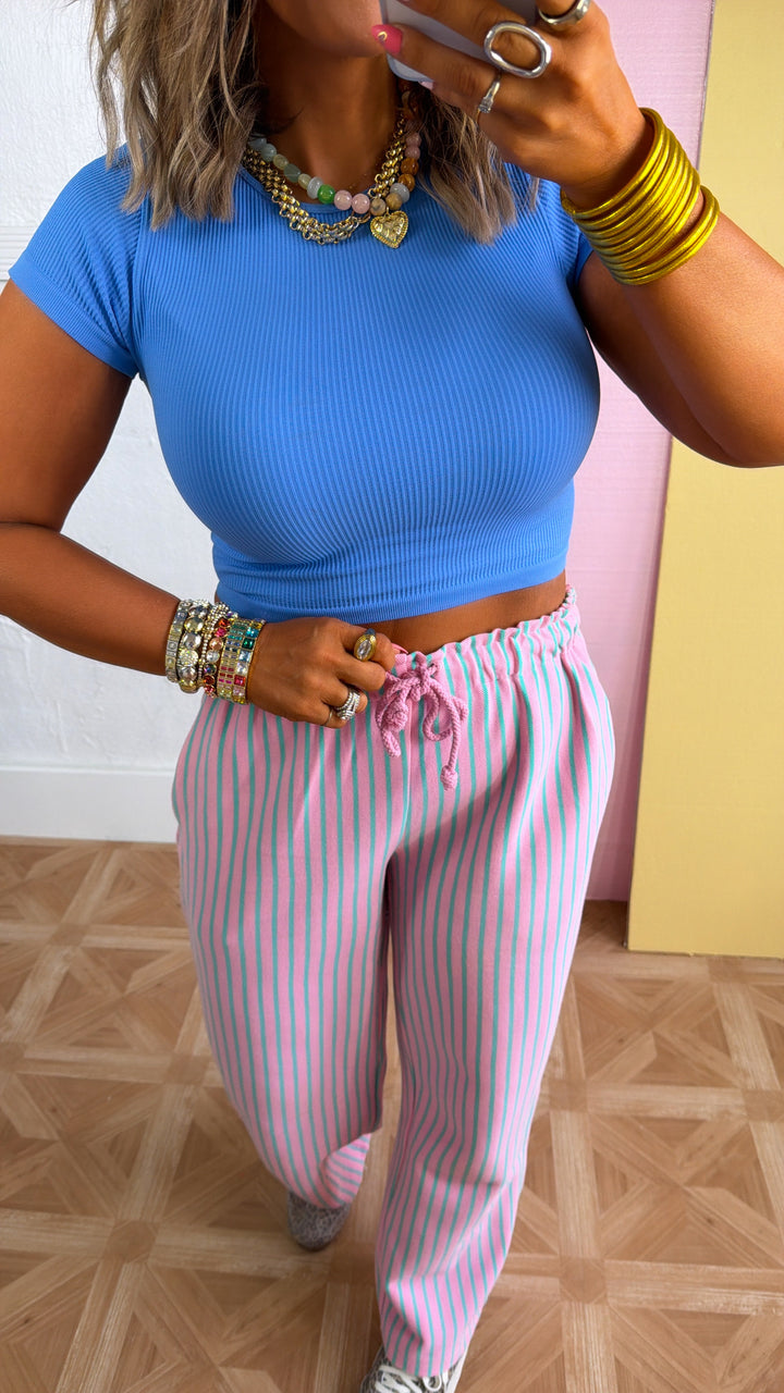 Ribbed Cropped Baby Tee, Marina Blue