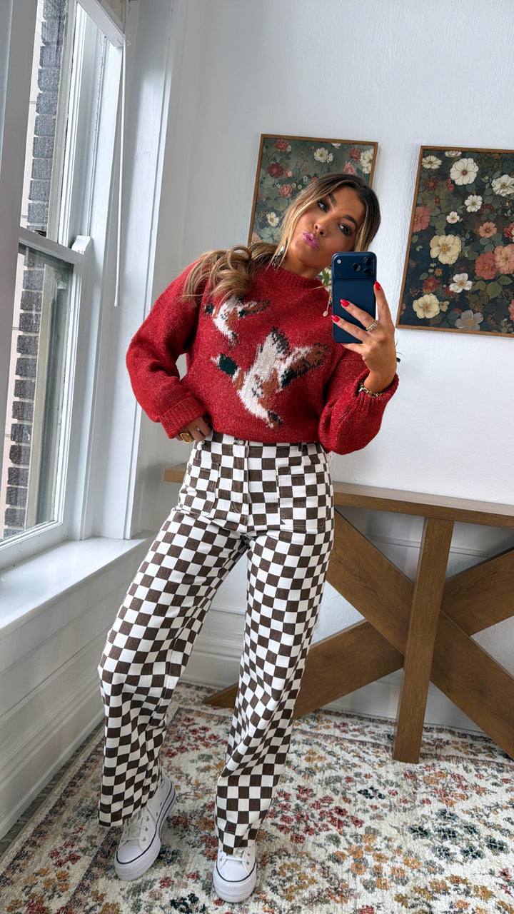 Finish Line Checkered Pant, Brown