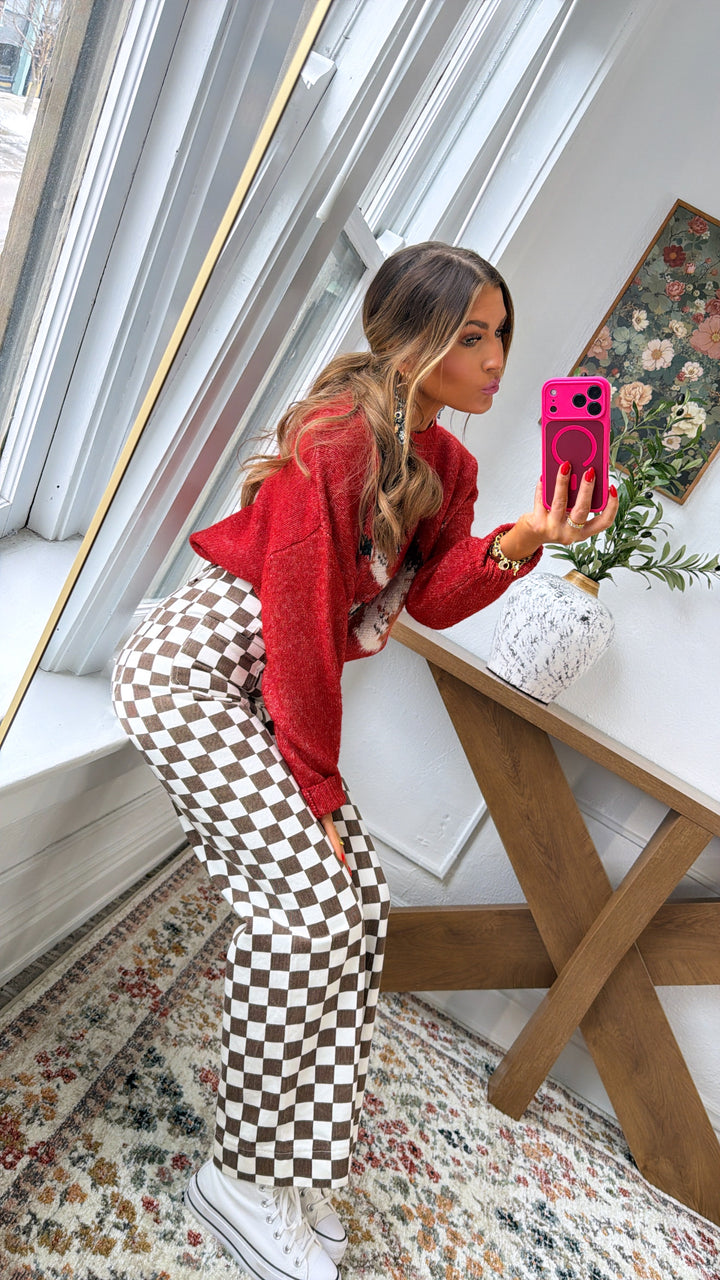 Finish Line Checkered Pant, Brown