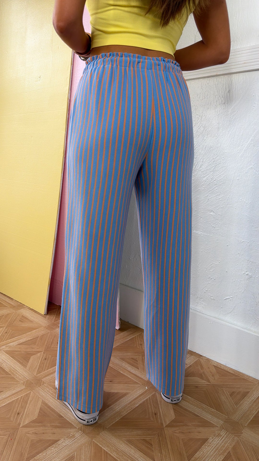 Candy Cloud Striped Pant, Blue/ Citrus