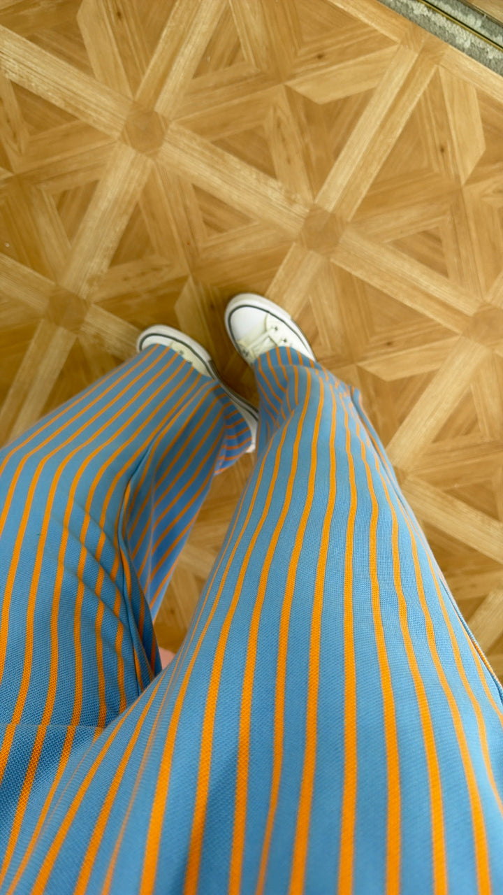 Candy Cloud Striped Pant, Blue/ Citrus