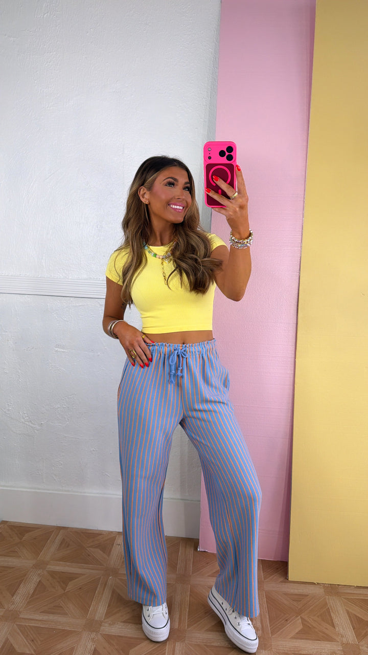 Ribbed Crop Baby Tee, Butter Yellow