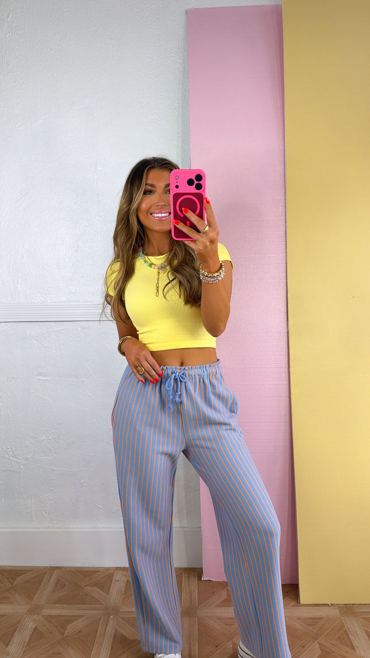 Ribbed Crop Baby Tee, Butter Yellow