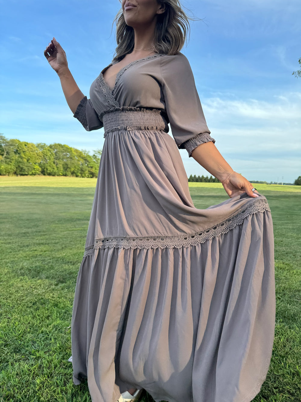 ECB Exclusive: Most Admired Maxi Dress , Taupe – Everyday Chic Boutique