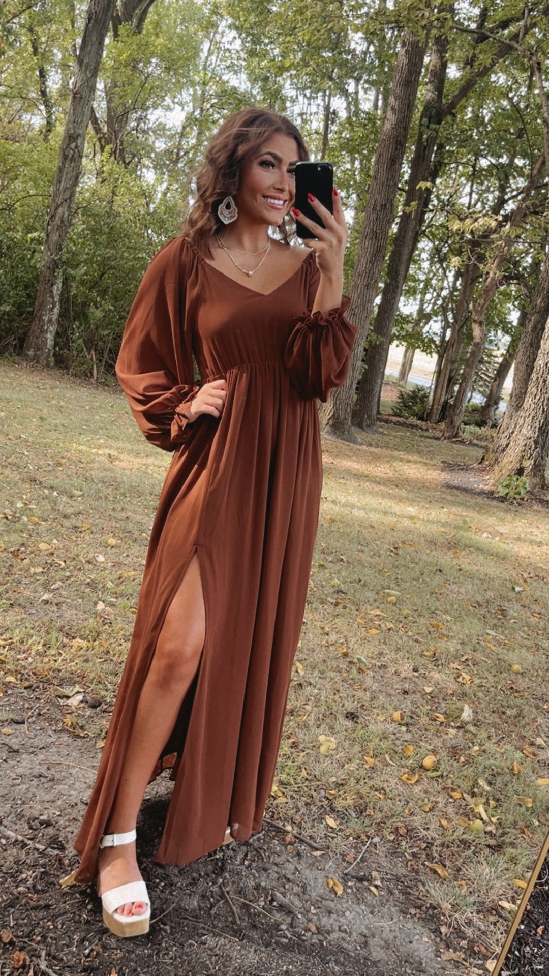 Timeless Romantic Chiffon Maxi Dress, Brown Everyday Chic Boutique Timeless Romantic Chiffon Maxi Dress, Brown Everyday Chic Boutique