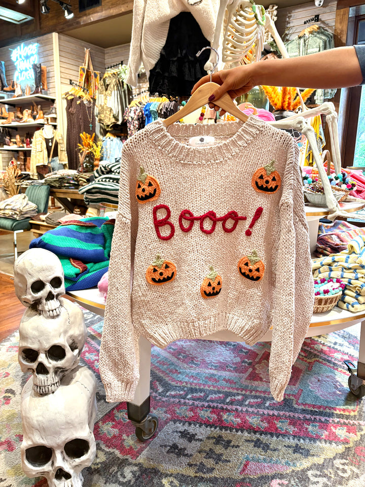 "BOO" Pumpkin Sweater, Cream