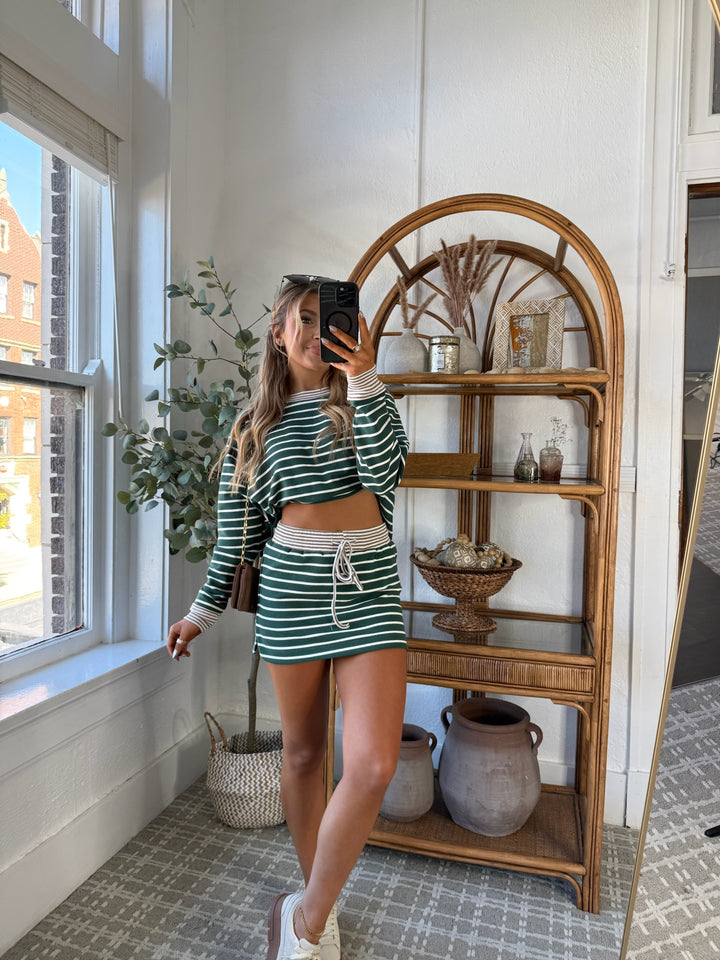 The Stripe Edit Two Piece Set, Juniper Green