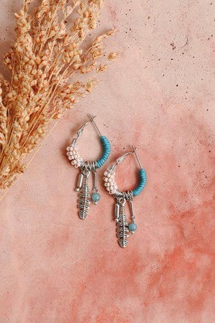 Mini Sunwoven Feather Hoops, Silver