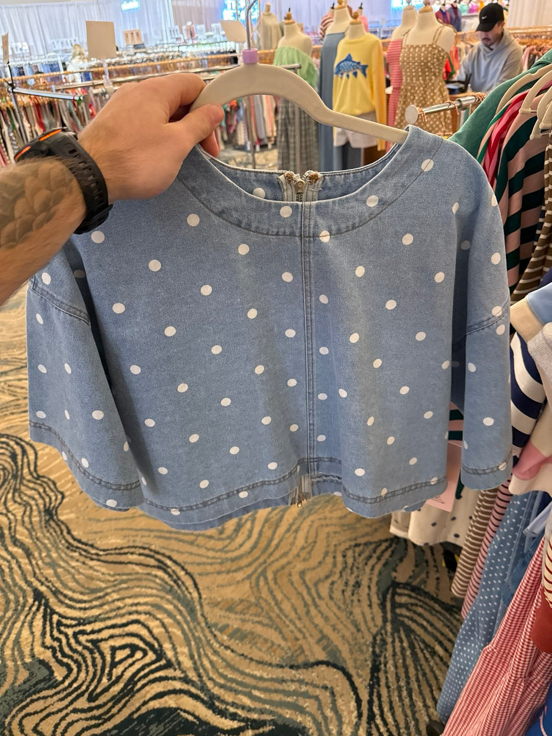 Polka Dot Girl Crop Top, Denim