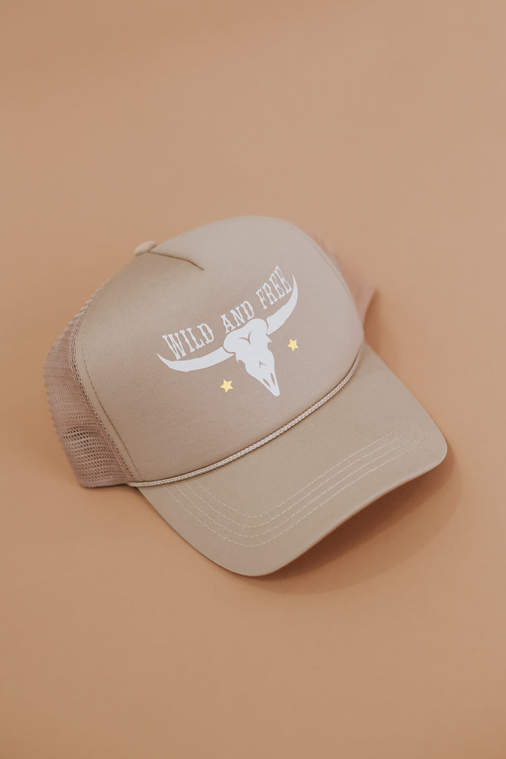 Wild & Free Trucker Hat, Beige
