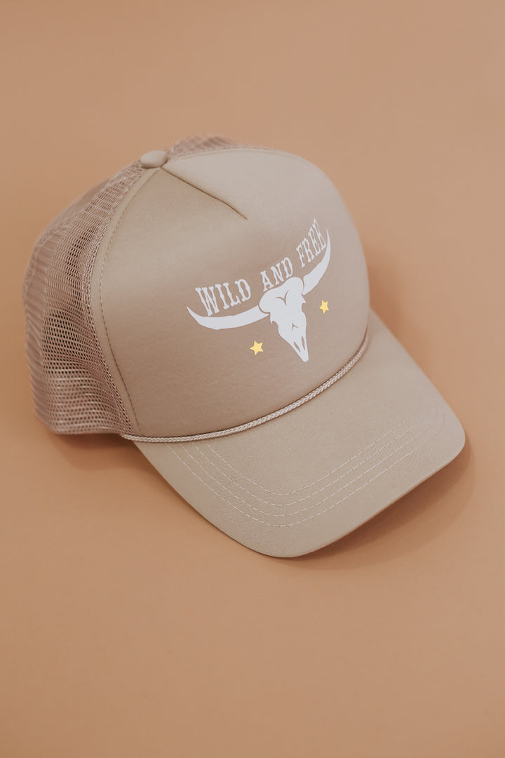 Wild & Free Trucker Hat, Beige