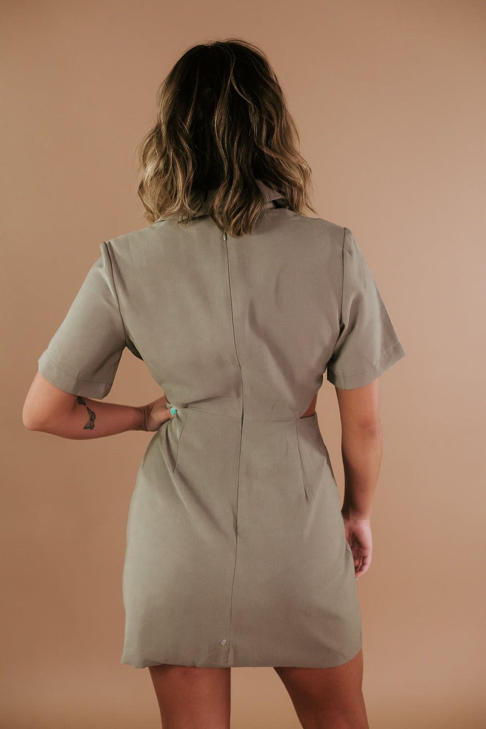 First In Show Cut Out Dress, Olive