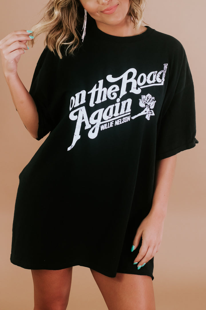 On The Road Again Graphic Tee, Black