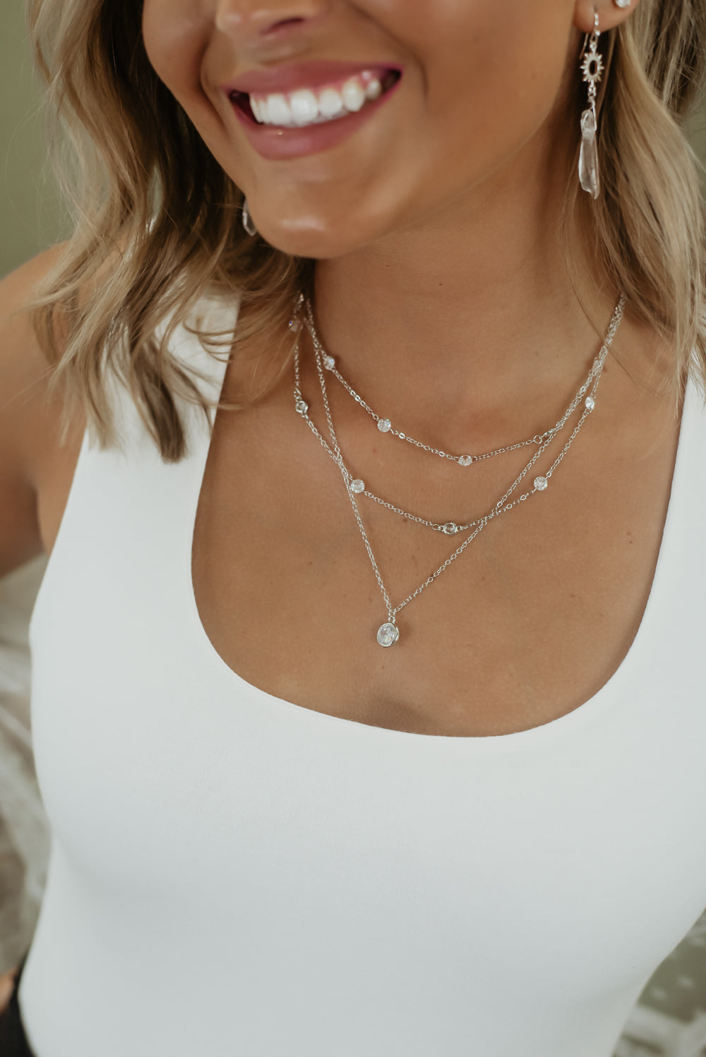 Dainty Silver Chain Link Layered Necklace
