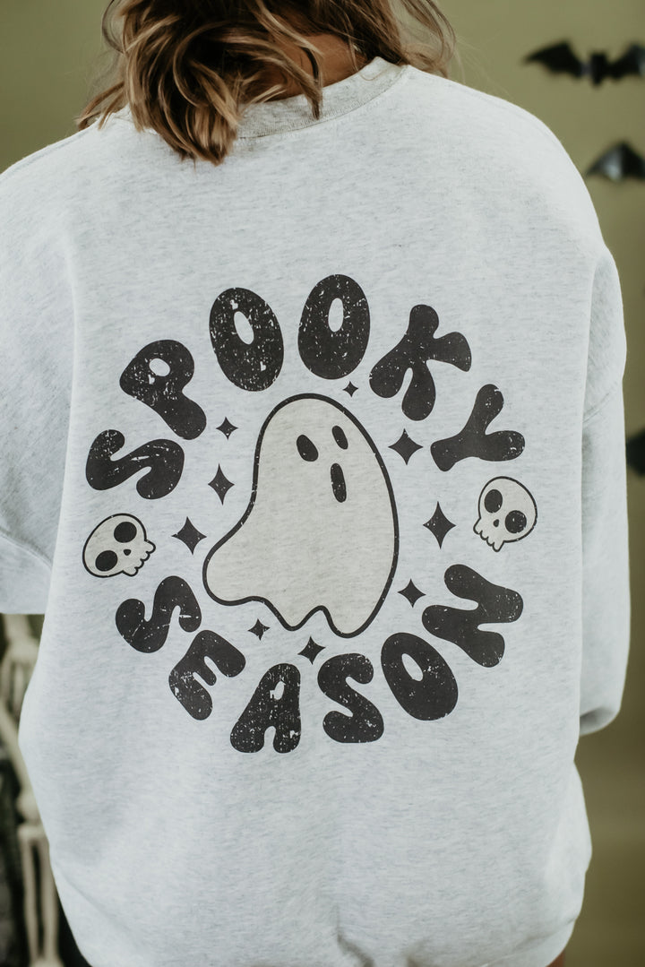Ghost Spooky Season Crewneck, Grey
