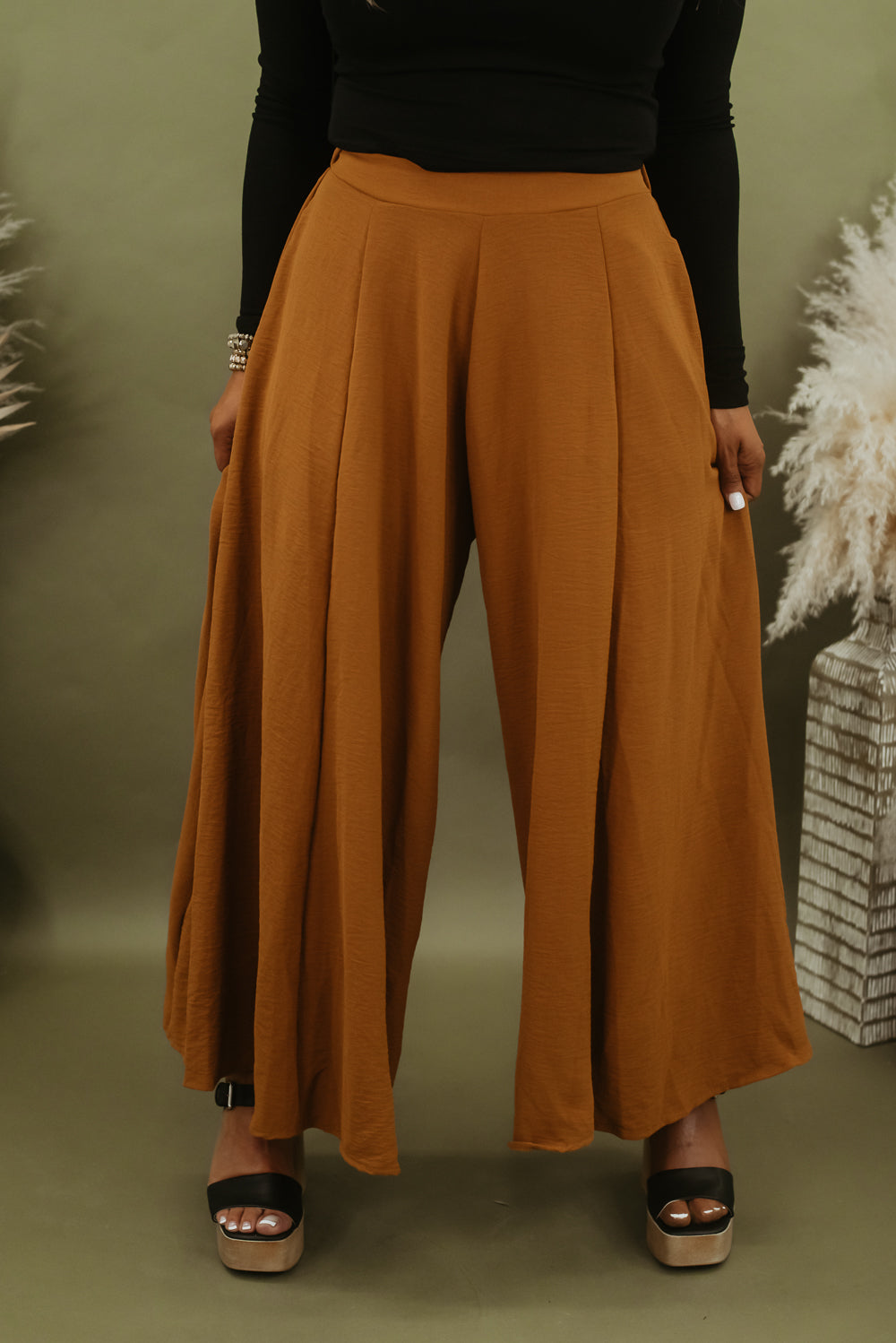 All Chic Wide Leg Pant , Camel