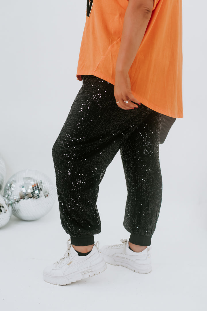 Change Of Pace Sequin Jogger, Black