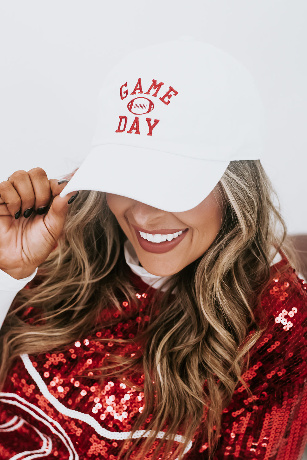 Game Day Ball Cap, White/Red