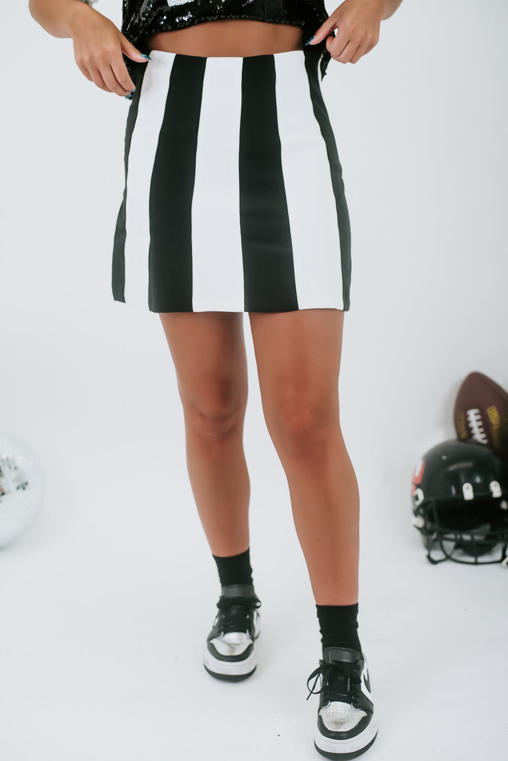 Game Time Mini Skirt, Black/White