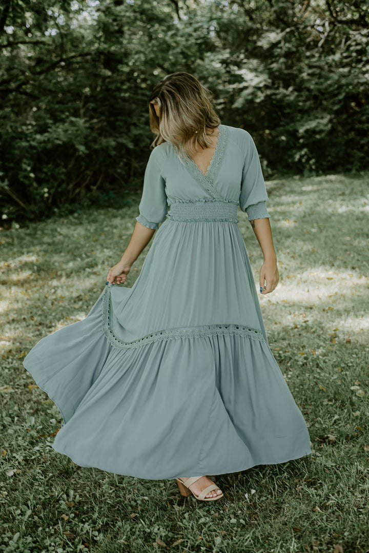 Girl's Night Waist Sash Maxi Dress Sage