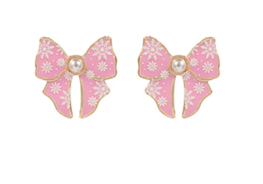 Christmas Bows Earring, Pink