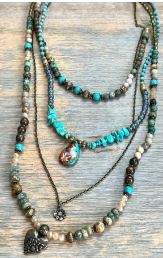 Sandstone Layered Necklace,Multi