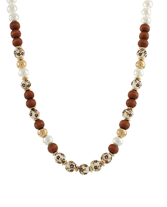 Dainty Brown Floral Necklace, Brown