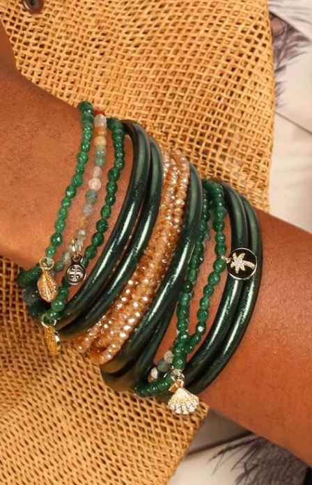 BuDhaGirl: Frond All Weather Bangle (Set of 6)- Serenity Prayer