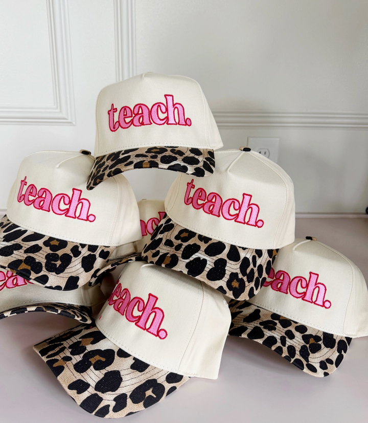 Teach Trucker Hat, Leopard