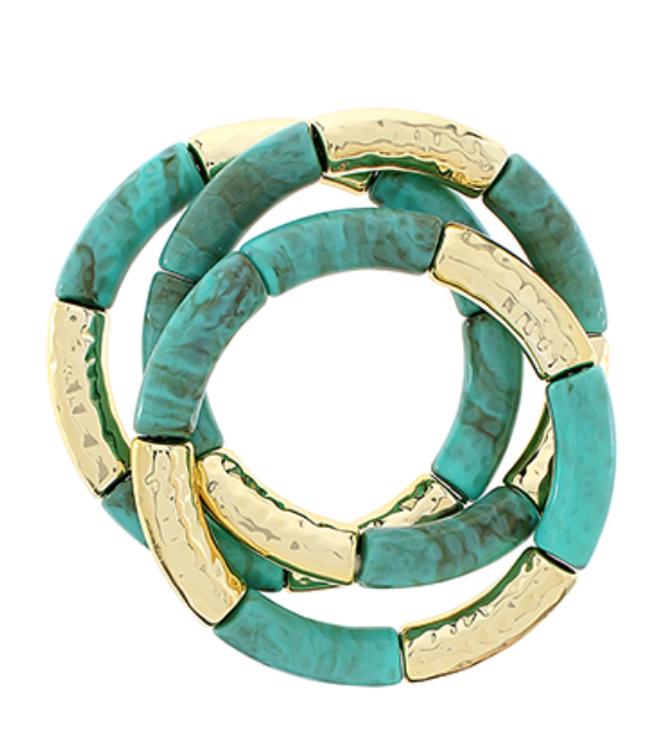 Golden Meadow Bracelet Stack, Turquoise/ Gold