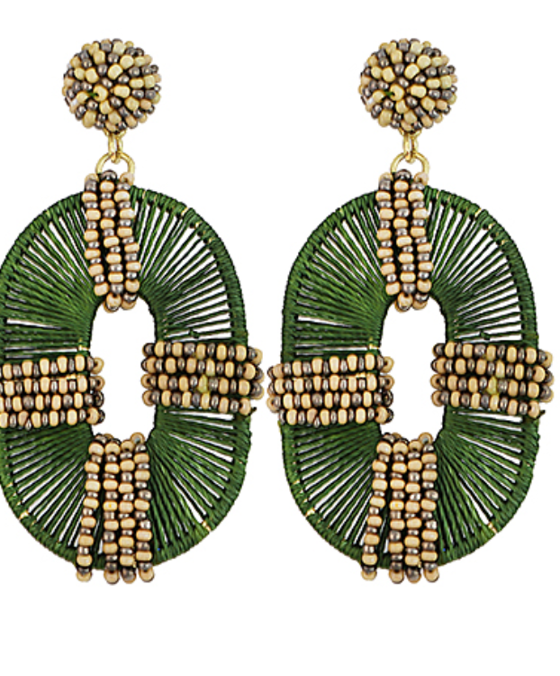 Zulu Beaded Earring, Green Multi