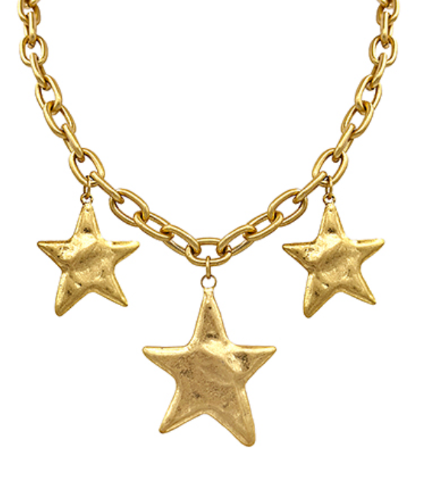 3 Star Necklace, Gold