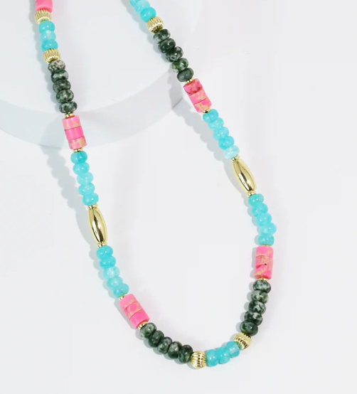 Aqua Tile Gemstone Necklace