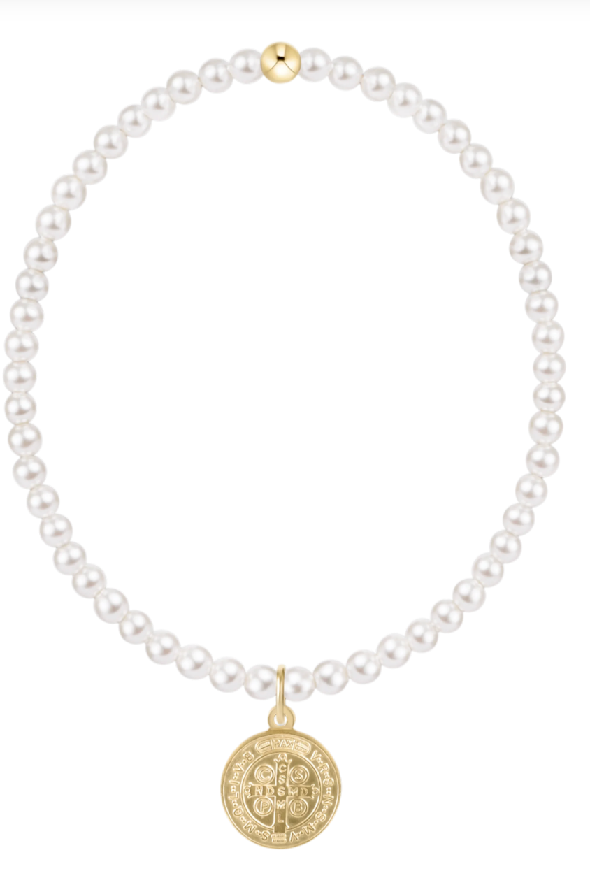 ENEWTON: Classic Pearl 3mm Bracelet - Blessing Gold Disc