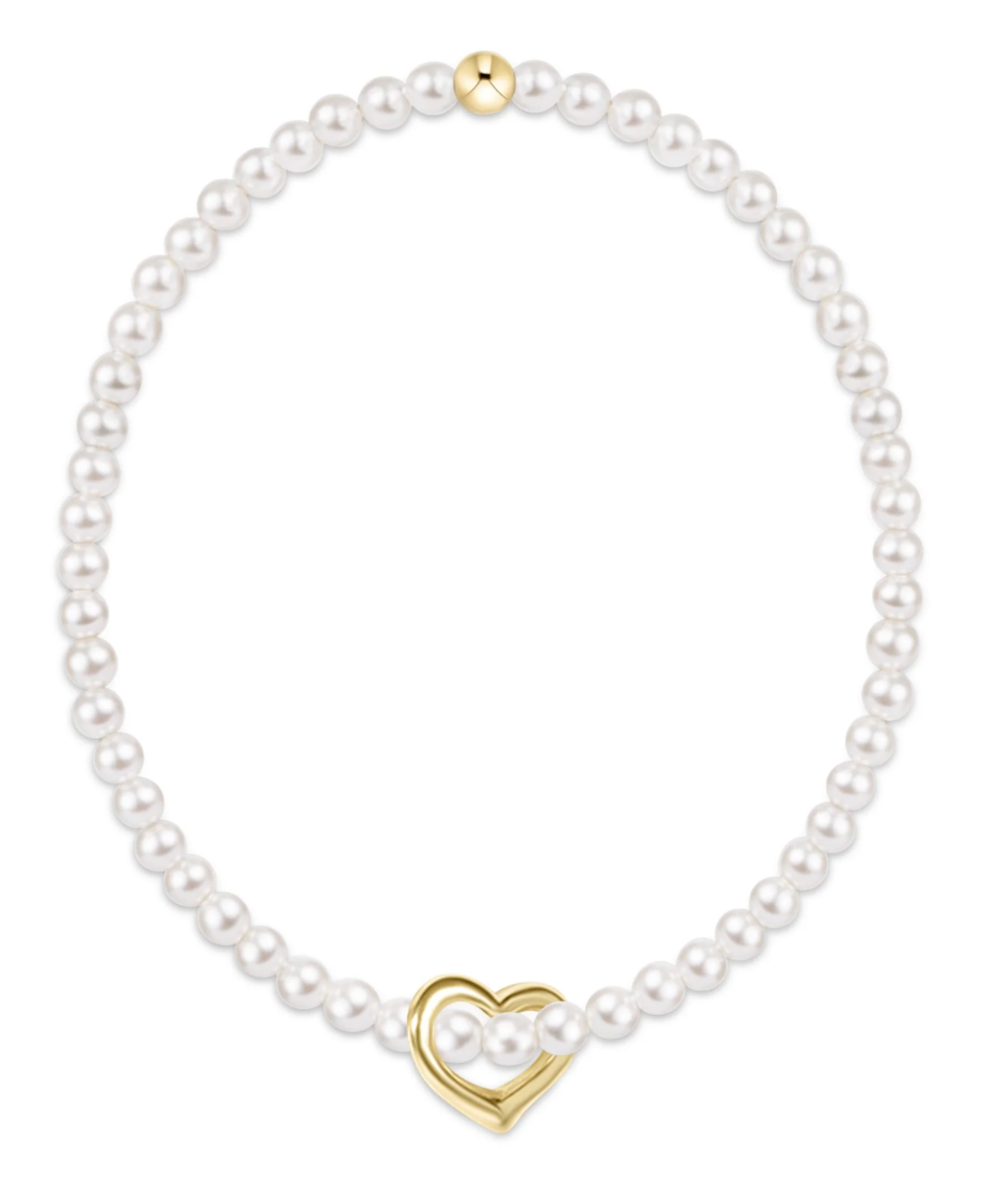 ENEWTON: Classic Pearl 3mm Bracelet - Love  Gold Charm