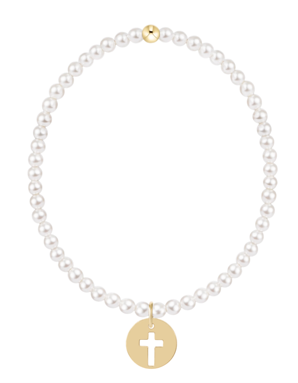 ENEWTON: Classic Pearl 3mm Bracelet - Blessed Gold Disc