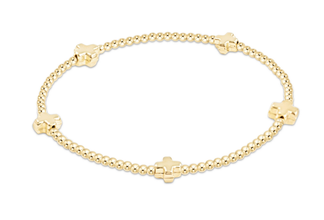 ENEWTON: Signature Cross Small 2mm Gold  Bracelet - Gold