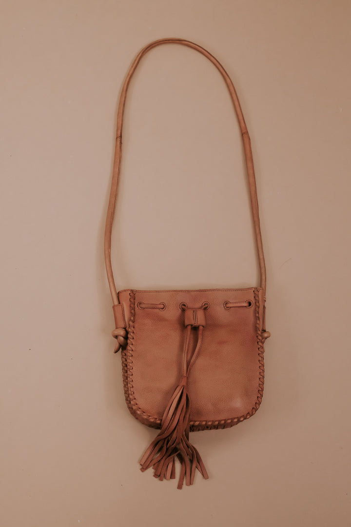 Memphis Drawstring Leather XBody, Tan