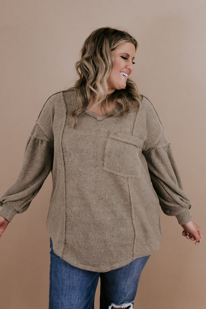 Be You Puff Sleeve Knit Top, Mocha