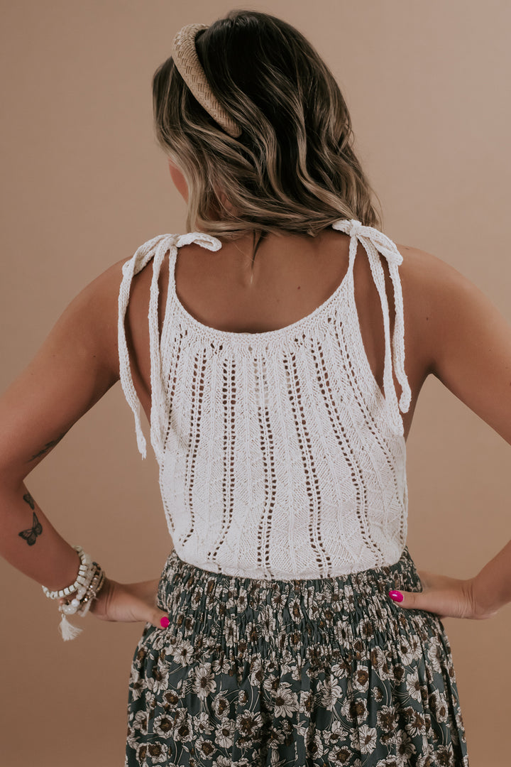 Lost In The Moment Crochet Tank, Natural