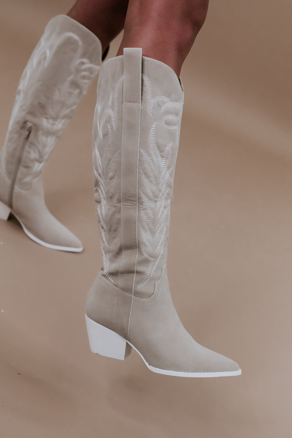 Headed South Embroidered Boot , Beige
